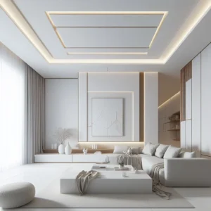 جبس بورد مع إضاءة مخفية تبرز جمال التصميم في صالة الرياض.